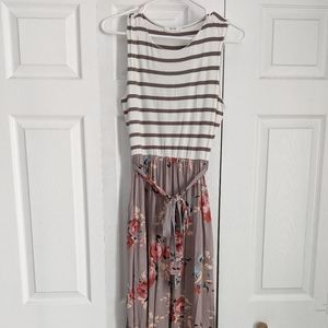 Floral & Striped Maxi Dress